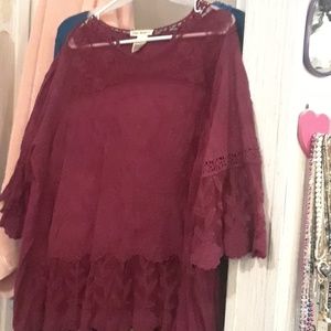 Blouse burgundy is the color